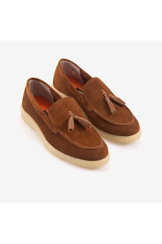 Kemal Tanca Kadın Kauçuk Tabanlı Süet Loafer 15001 Taba