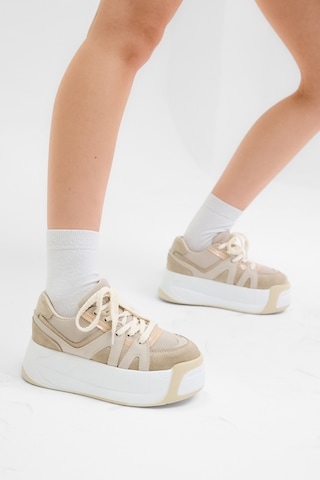 Tonny Black Yüksek Taban Rahat Bağcıklı Sneaker Kadın Bej Sneaker Tbklc020