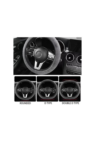 Gri Seametal Kış Sıcak Peluş Araba Direksiyon Araba İç Aksesuarları Kapakları