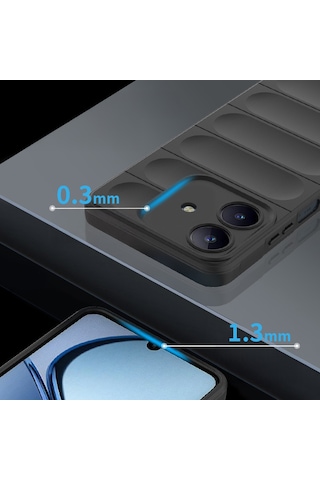 Techaks Realme C63 Kılıf Esnek Tpu Oyuklu Arka Yüzey Tasarımlı Zore Etnik Silikon Kapak - Lacivert Lacivert