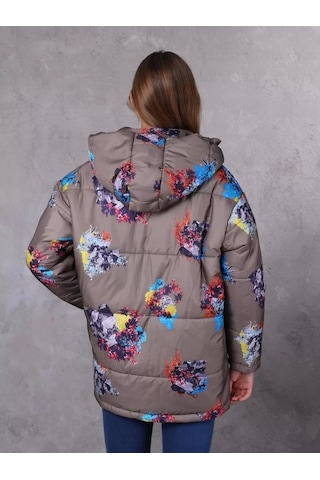 Farm Animals Retro Gate Dijital Art Puffer Mont Kadın