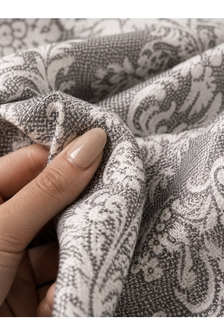 Favora Metrelik Nevresimlik Kumaş 30 Metre Gri Sarmal Desen