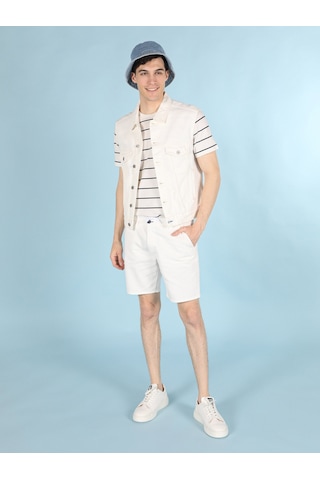 Colin'S Slim Fit Dar Kesim Düğme Detaylı Beyaz Jean Erkek Yelek Cl1059516_Q1.V1_Dn42127