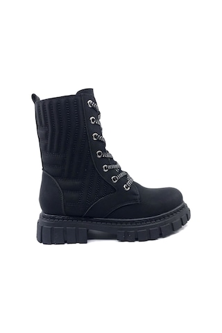 Sema Siyah Zümrüt Kauçuk Taban Kız Çocuk Fermuarlı Bot Siyah