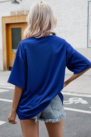 Flood Of Style Unisex Brooklyn Baskılı T-shirt Mavi
