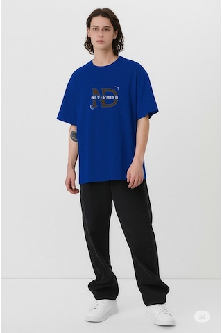 Nevermind Baskılı Oversize Tişört Erkek Streetwear T-shirt Lacivert