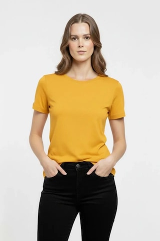 Butik İstanbul T-shirt Bisiklet Yaka Slim Fit Likralı Tişört Günlük Basic Body - Sarı