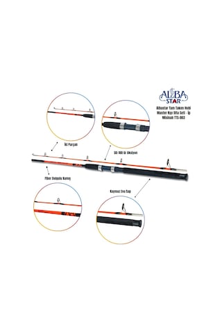Albastar Tam Takım Profesyonel Tekne Olta Seti Tts003 150 CM-Standart