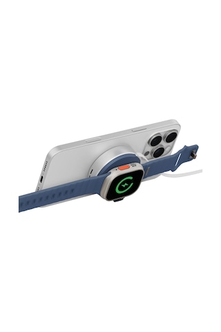 Energea Magduo Arc 2in1 80cm Dahili Kablolu 15w Telefon Saat Hızlı Şarj Standı - Mavi