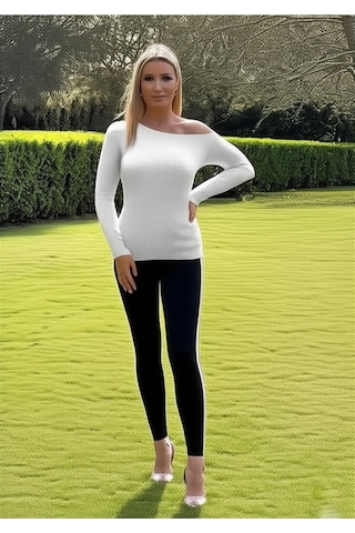 Flex Fashıon Yeni Sezon Omuz Detaylı Trend Triko Badi Beyaz - 738278902 Beyaz - 738278902 Beyaz