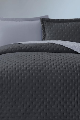 Washed Soft Çift Taraflı Çift Kişilik Yatak Örtüsü Gri Gri