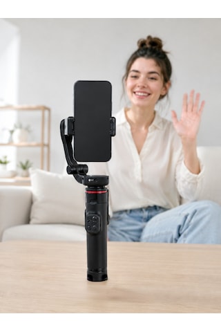 Profesyonel Aı Gimbal Selfie Stick Yüz Takipli Telefon Sabitleyici Kumandalı Katlanabilir Tripod