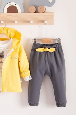Babydonat Prences Nakışlı Kapişonlu 3'lü % 100 Pamuk Kız Bebek Takımı Sarı