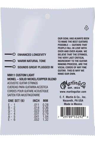 Martin Co Retro Mm11 011-.052 Custom Light Akustik Gitar Teli