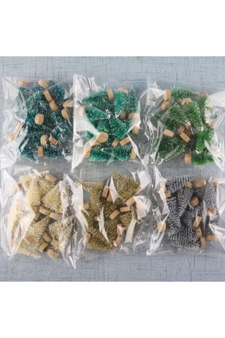 Gajeena 4.5cm Yeşil Minik Noel Ağacı, 12'li Paket,剑麻丝上雪塔松 Dekorasyon, Ev Dekoru Araçlığı, Kullanımı Kolay Ve Dayanıklı Yeşil