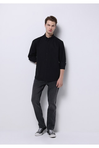 Colin's Colins Regular Fit Shirt Neck Düz Erkek Siyah Uzun Kol Gömlek Cl1074489 Q1.v1 Blk