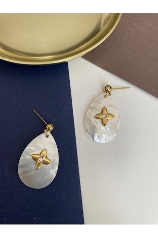 Zirkon Taşlı Yıldız Mineli Çelik Kararmaz Küpe Çifti