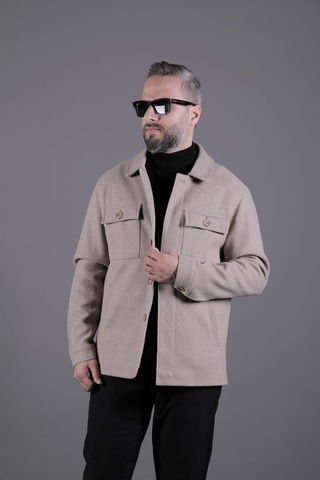 Ohepmoda Dikiş Detaylı Erkek Kaşe Kaban Mont Vizon