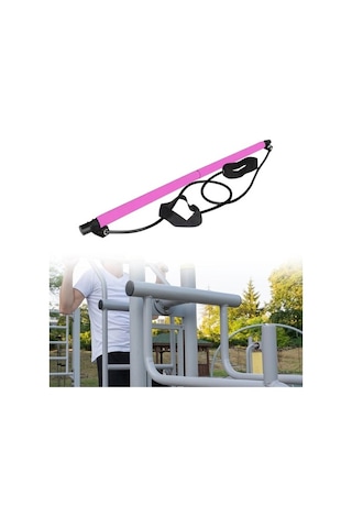 Ganzhoushop Suntek Pilates Pembe Fitness Çubuğu Bölüm Bar 2 Li Set Pembe