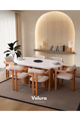 Almina Yemek Odası Takımı Yemek Masası + 4 Adet Sandalye Beyaz