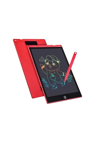 12 Inc Renkli Lcd Grafik Dijital Kalemli Çizim Tableti Yazı Tahta Not Yazma Eğitim Tableti Kırmızı Beyaz