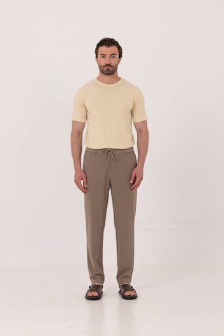 Sabri Özel Krem %100 Pamuk Bisiklet Yaka Düz Renk Basic T-shirt