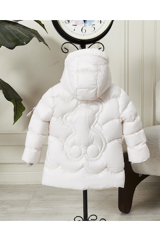 Benitto Kids Kız Bebek Kapüşonlu Fermuarlı Şişme Mont 51351 Krem