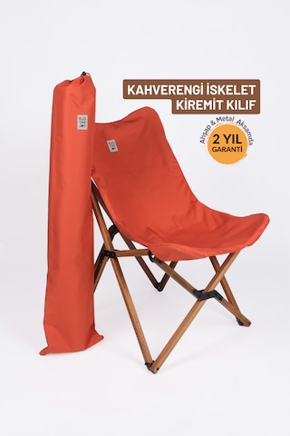 Bag The Joy Ahşap Kahverengi İskelet - Kiremit Kılıf Sandalye Çok Renkli