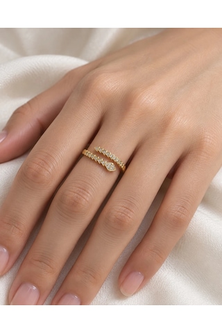 Taşlı Zigzag Gold Renk Yüzük Taşlı Zigzag Gold Renk Yüzük