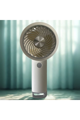 Alpera Electronic - 3 Kademeli Şarjlı Masaüstü El Fanı - Beyaz & Gri Renk
