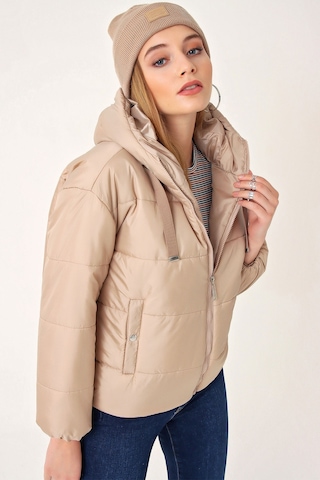 Bigdart 5117 Kapşonlu Şişme Mont - Vizon 001