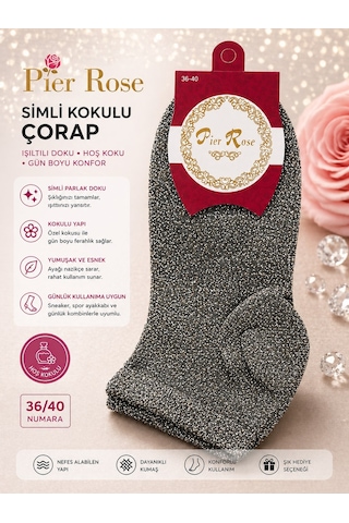 Pier Rose Simli Kadın Çorap Kokulu Parlak Soket Çorap 6 'lı Paket Pudra