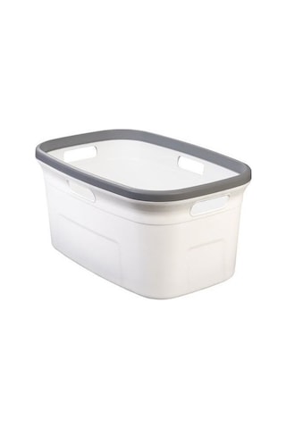 Motek MT-02 4 Taraflı Tutulabilen Çamaşır Sepeti Selesi Beyaz Gri Beyaz - Gri