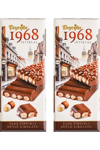 Beyoğlu 1968 İstiklal Tane Fındıklı Sütlü Çikolata 170 Gr X 2 Adet