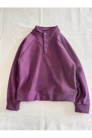Snapbuy Düğmeli Polar Kadın Sweatshirt Mor