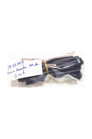 4mm Isı İle Daralan Siyah Makaron 5 Metre, Daralma Oranı 2/1, Çalışma -55/+125 Derece