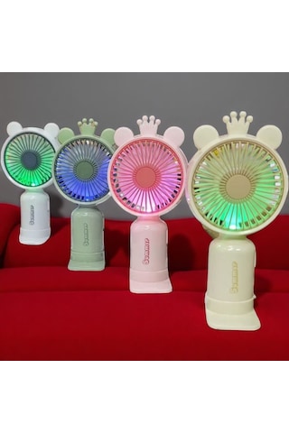 Vantilatör Usb Şarjlı Mini Fan Taşınabilir Işıklı Yeşil 2 Kademeli Vantilatörü