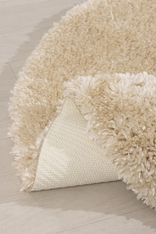 Koza Home Douro Shaggy Banyo Paspası Bej Kaydırmaz Taban Daire 120 X 120 Cm Bej