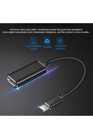 Dofolink Usb Type-c'den Hd'ye Dönüştürücü, 4k 30hz Ekran Yansıtma, Siyah, Hızlı Tak Ve Kullanın, Bilgisayar/smartphone Uyumlu