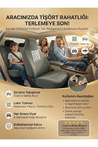 Fiat Multipla İle Uyumlu Koltuk Kılıfı Koruma Seti Ön Arka Uyumlu Gri