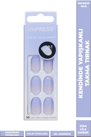 İmpress Color Kendinden Yapışkanlı Takma Tırnak Kısa Ombre Lila