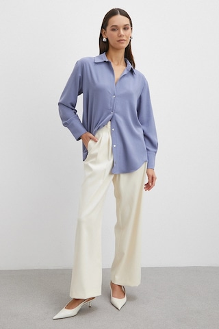 Never More Basic Polyester Gömlek İndigo Indigo