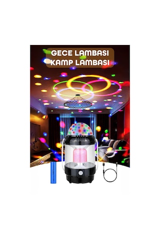 Şarjlı Rgb Projeksiyon Gökyüzü Gece Lambası Kamp Feneri Işıldak Powerbank Özellikli Pilli M001 Renkli
