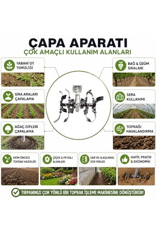 Öm-ka Royal Benzinli Tırpan 2 Adet Toprak Çapalama Aparatı 26x9 Ry52