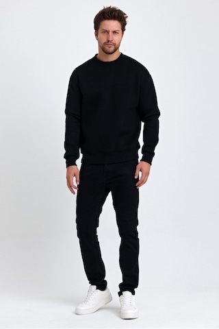 Tarz Cool Erkek Yumuşacık Kumaşlı Regular Fit Yuvarlak Yakalı Sweatshirt Siyah