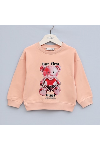 Wanex Kız Çocuk Uzun Kol Kalın Sweatshirt - 32681 Turkuaz