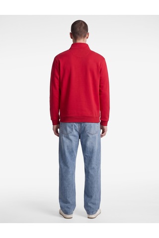 Koton Pamuklu Uzun Kollu Baskılı Yarım Fermuarlı Sweatshirt Kırmızı 7wam70062mk