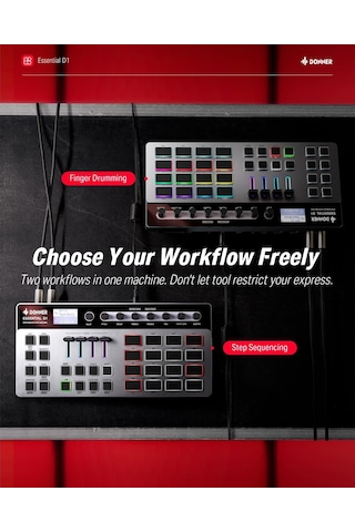 Donner Essential D1 Performance Beat Machine, Step Sequencer&amp Finger Drum Machine