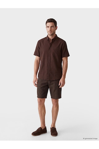 Lcwaıkıkı Classic Kahverengi Regular Fit Armürlü Erkek Gömlek
