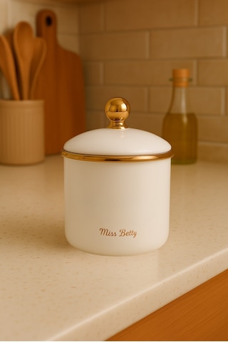 Vntgkvn-004 Miss Betty Vintage Style 12 Cm Emaye Kavanoz 001